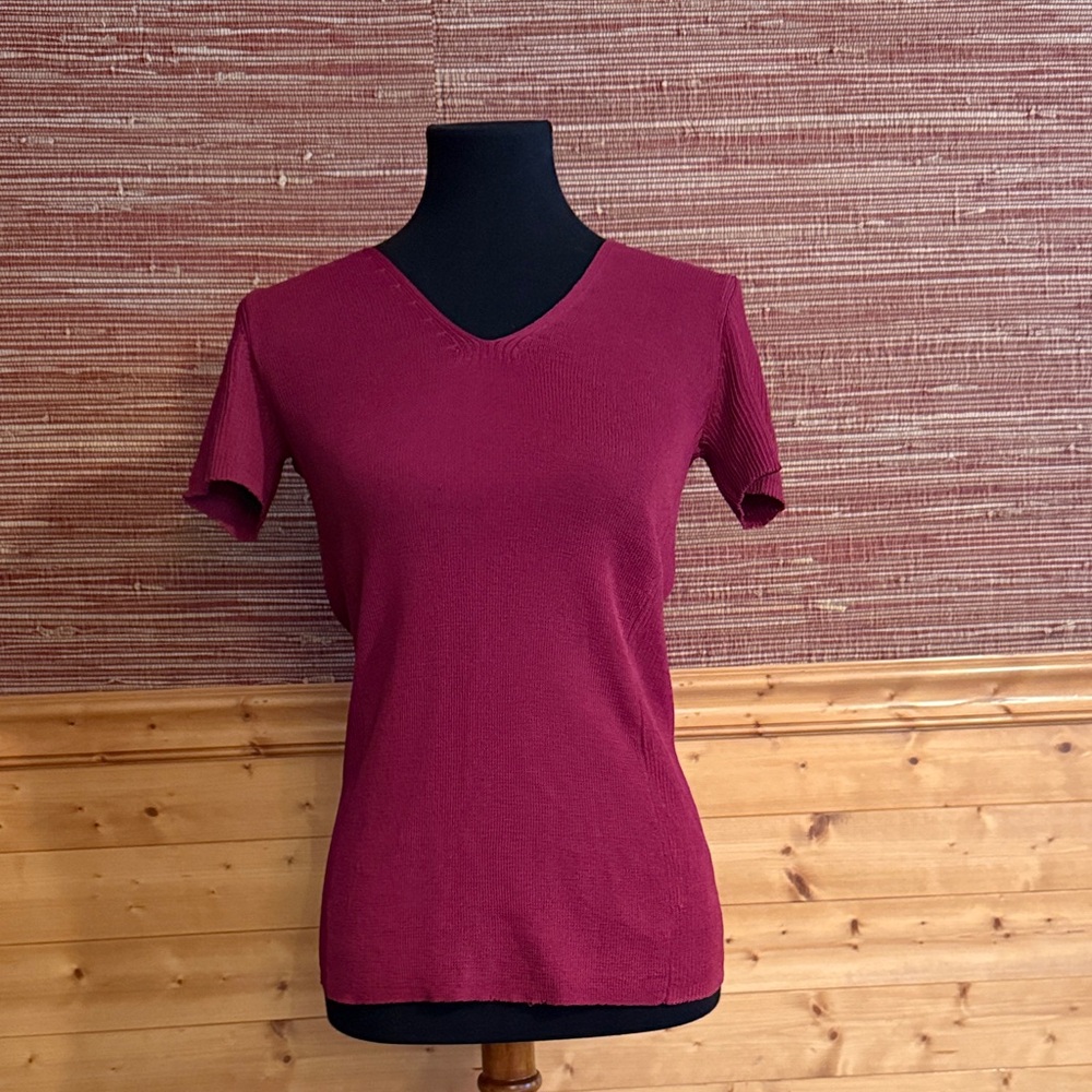 Armani Exchange Burgundy Short Sleeve Top